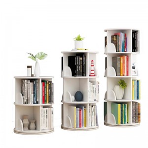 TMJ-2050 Custom Modern Home Wood White Revolving Storage Holders Racks Rotating Book Shelf